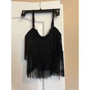 Black Lyaner fringe top